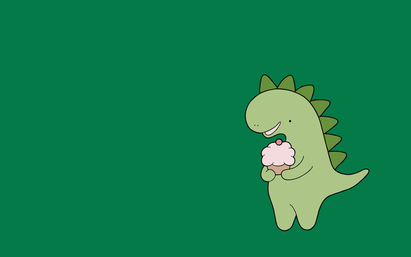 dinosaur holding cupcake