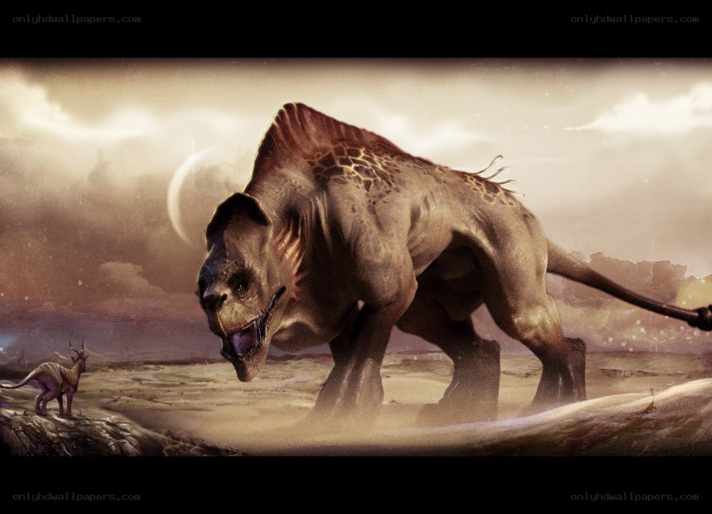 Dinosaur in a desert landscape
