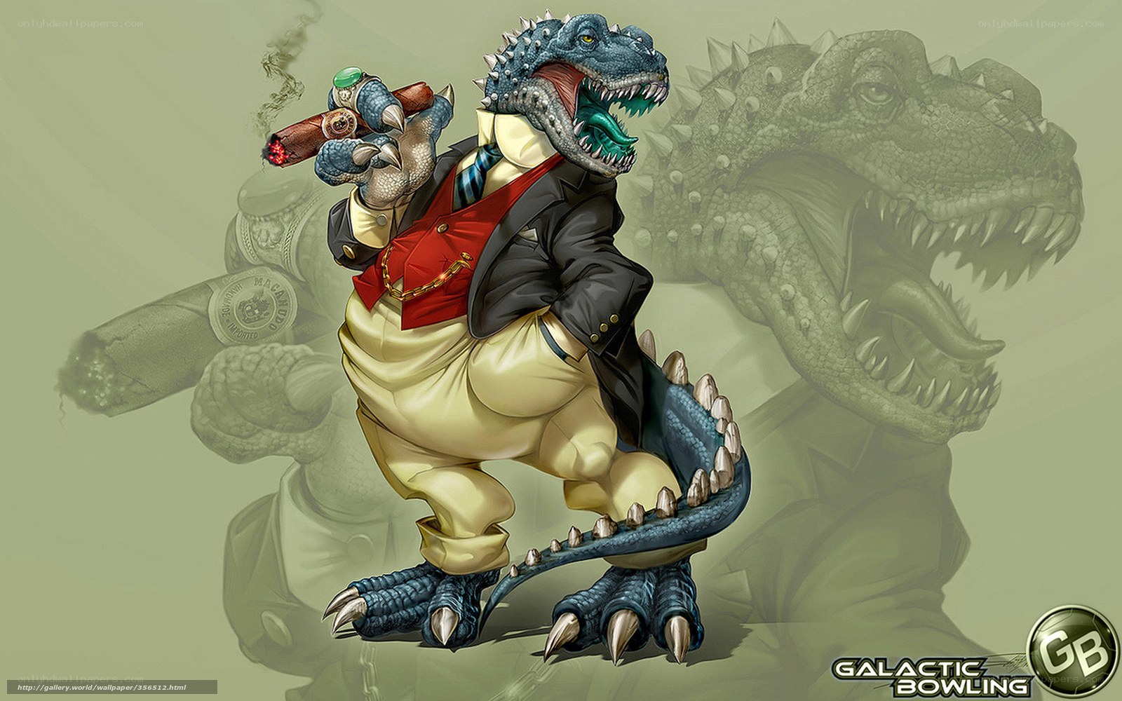 dinosaur in a suit with cigar