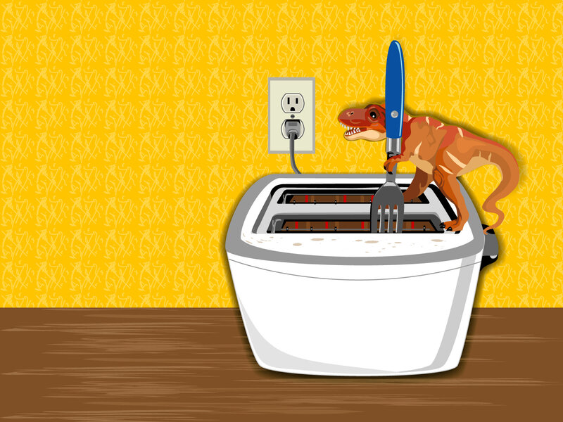 dinosaur in a toaster
