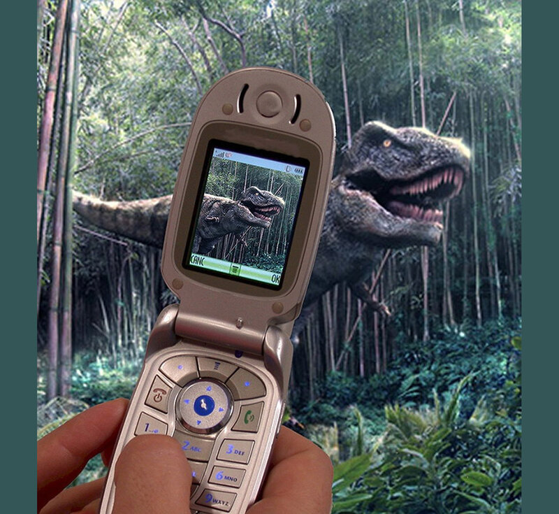 Dinosaur in bamboo forest