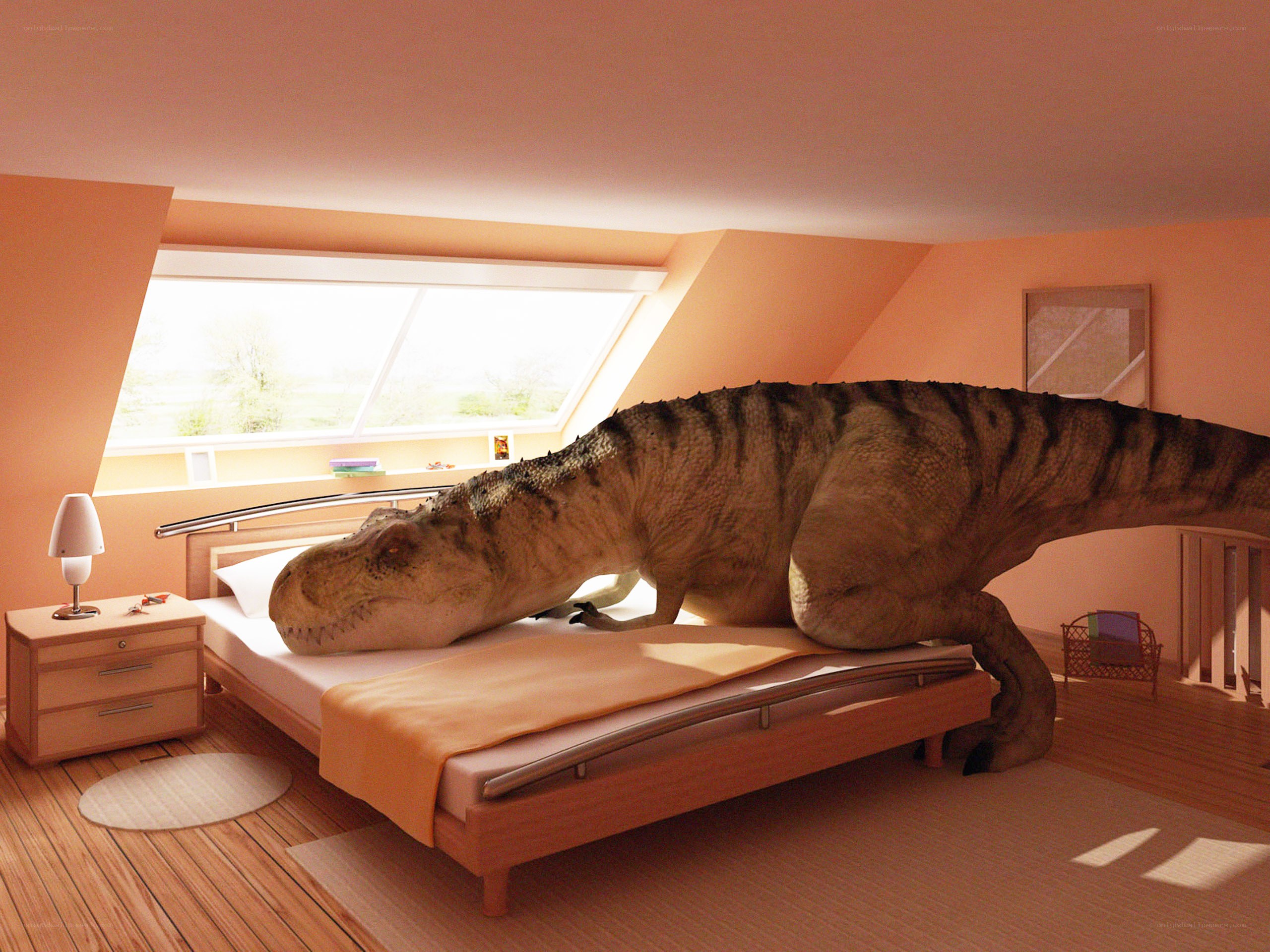 Dinosaur in bedroom