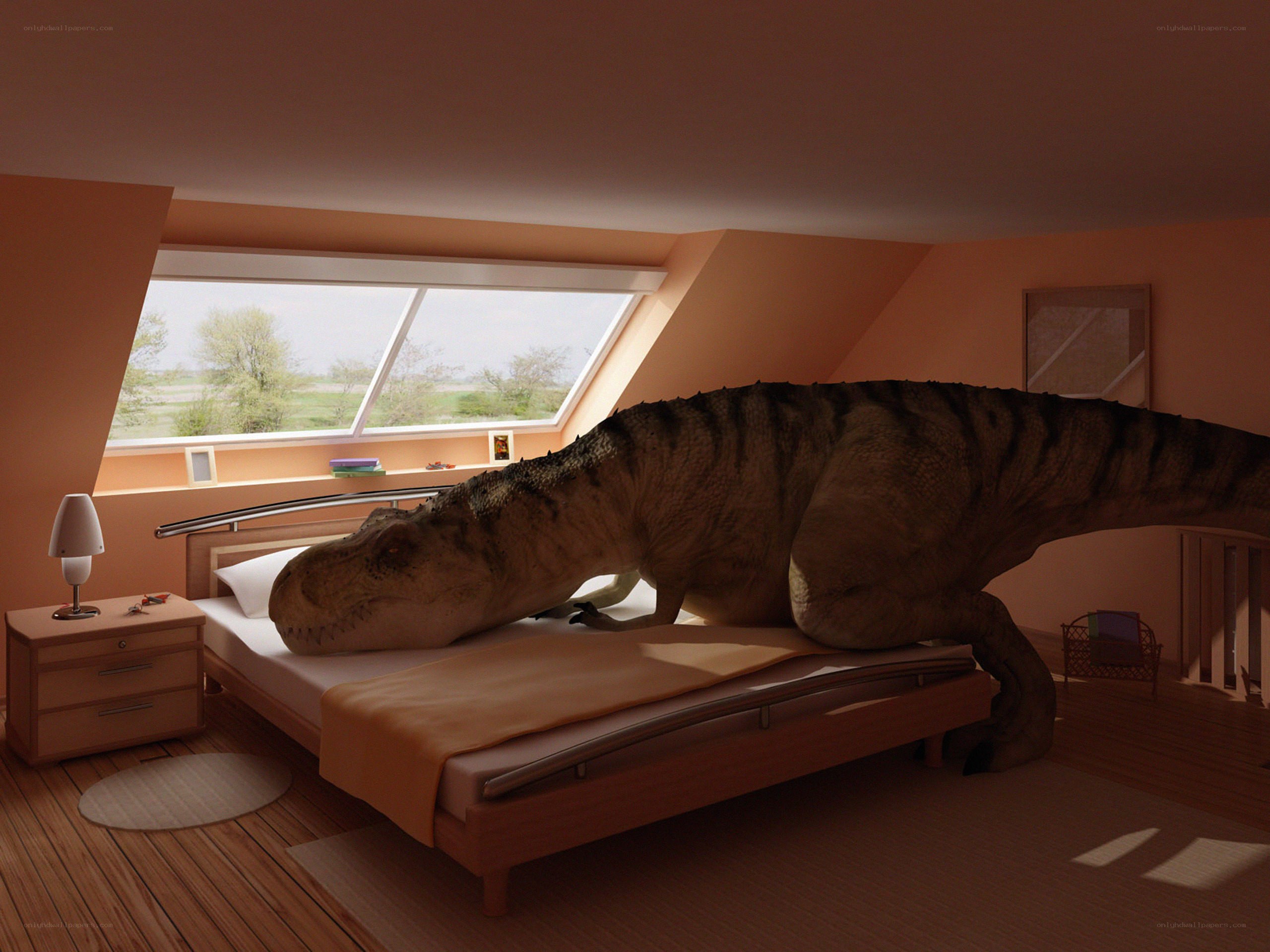 Dinosaur in bedroom