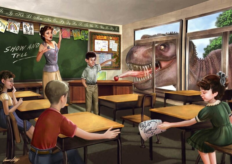 Dinosaur in Classroom
