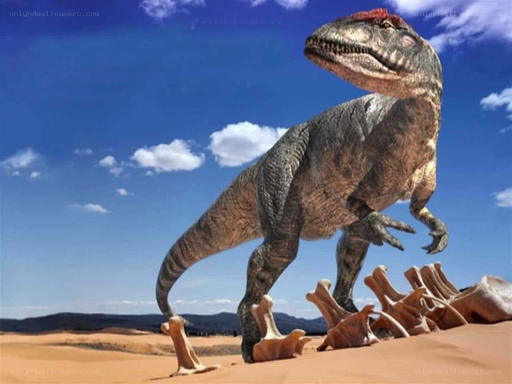 Dinosaur in desert landscape