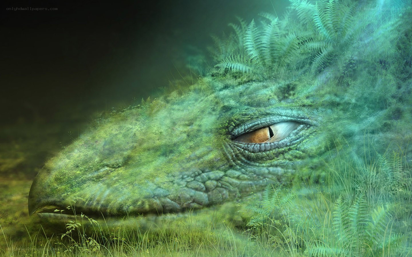 dinosaur in prehistoric forest
