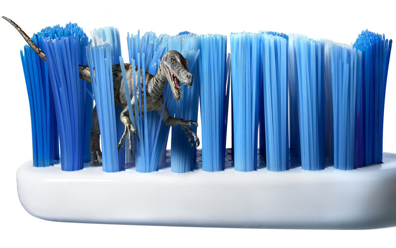 Dinosaur in Toothbrush — Blue, Playful