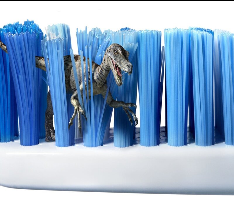 Dinosaur in Toothbrush Bristles — Blue, Playful