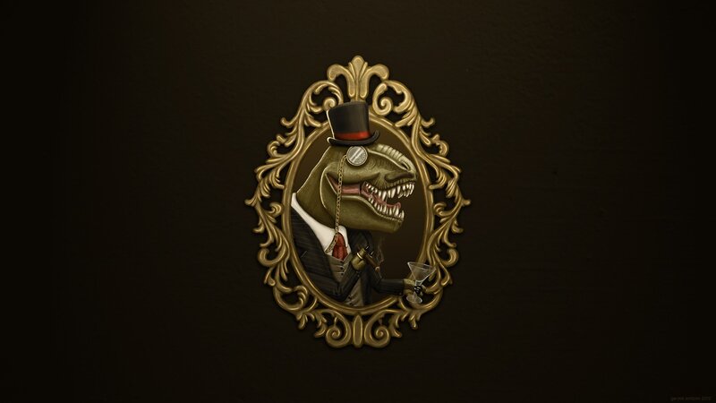 Dinosaur in Top Hat — Black