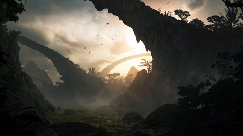 Dinosaur Landscape — Gray, Dramatic