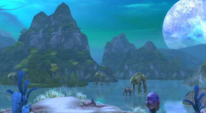 dinosaur landscape with moon