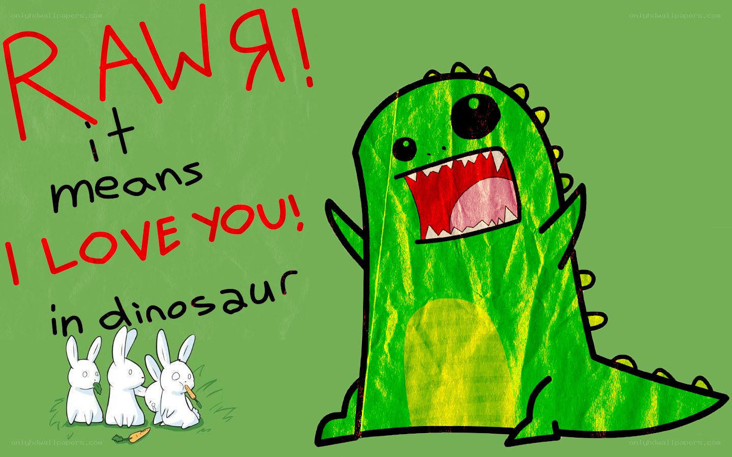 Dinosaur loves bunnies