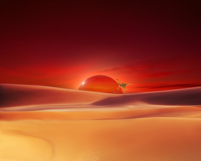 Dinosaur on a desert planet