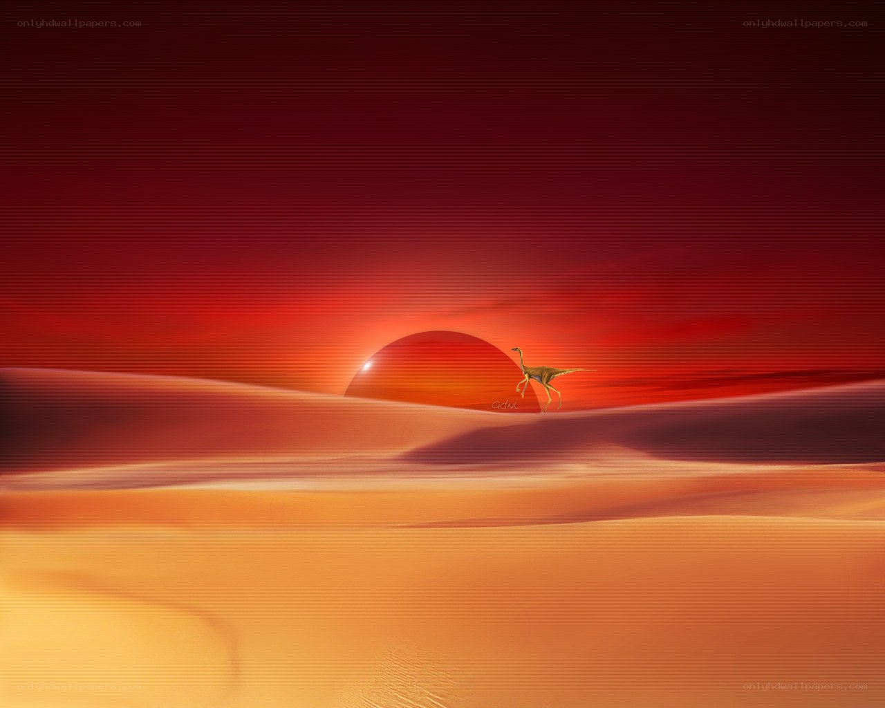 Dinosaur on a desert planet
