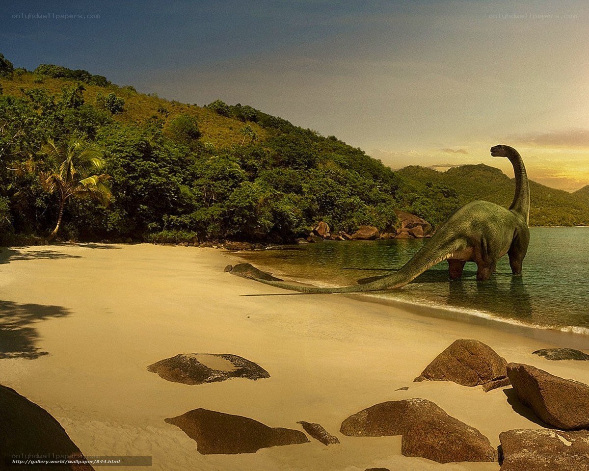 Dinosaur on a tropical beach