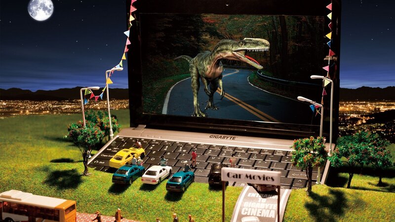 Dinosaur on Laptop Screen — Green, Surreal