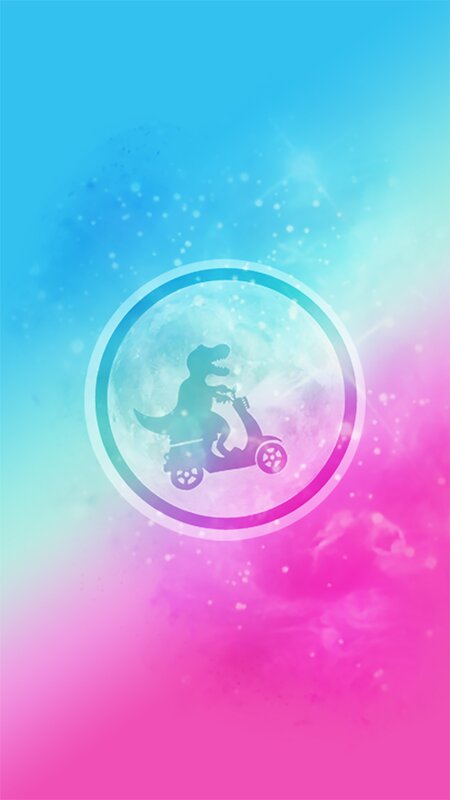Dinosaur on Scooter — Blue, Dreamy