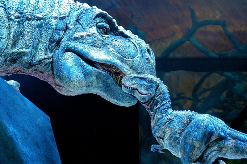 Dinosaur parent and baby