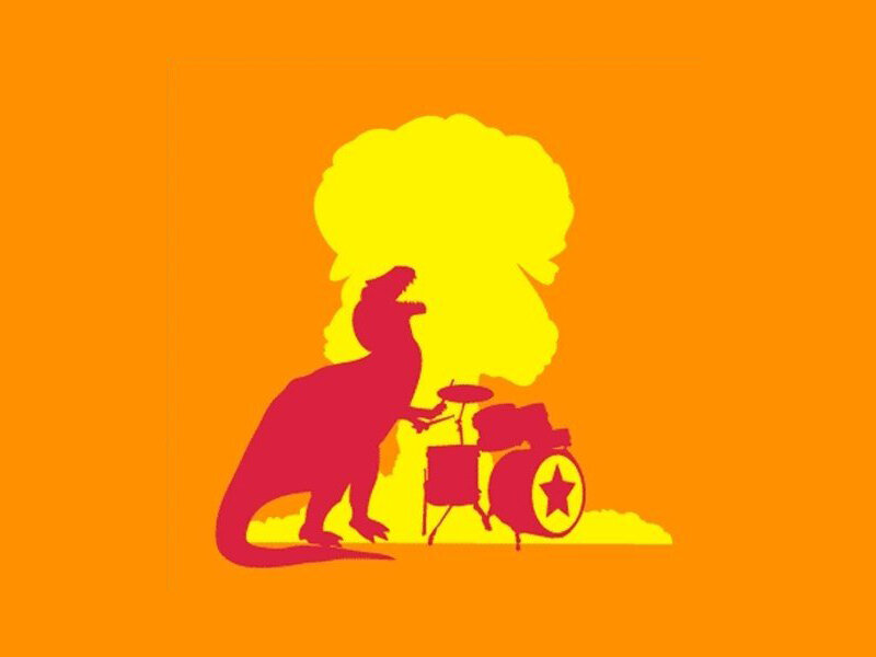 dinosaur playing drums