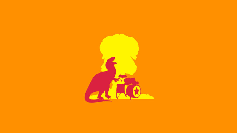 dinosaur playing drums