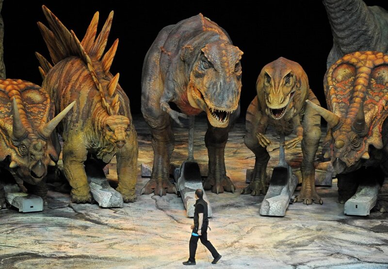 Dinosaur Puppets on Stage
