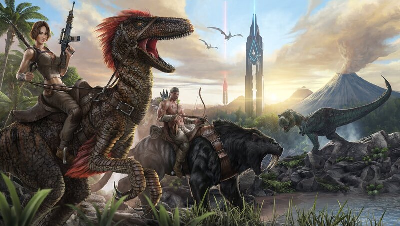 Dinosaur Riders in Jungle — Green