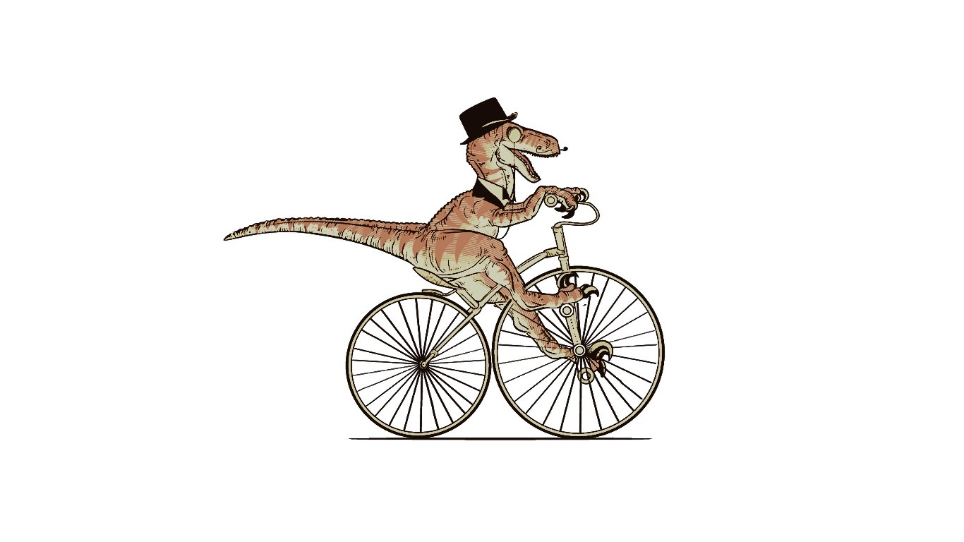 dinosaur riding a bicycle