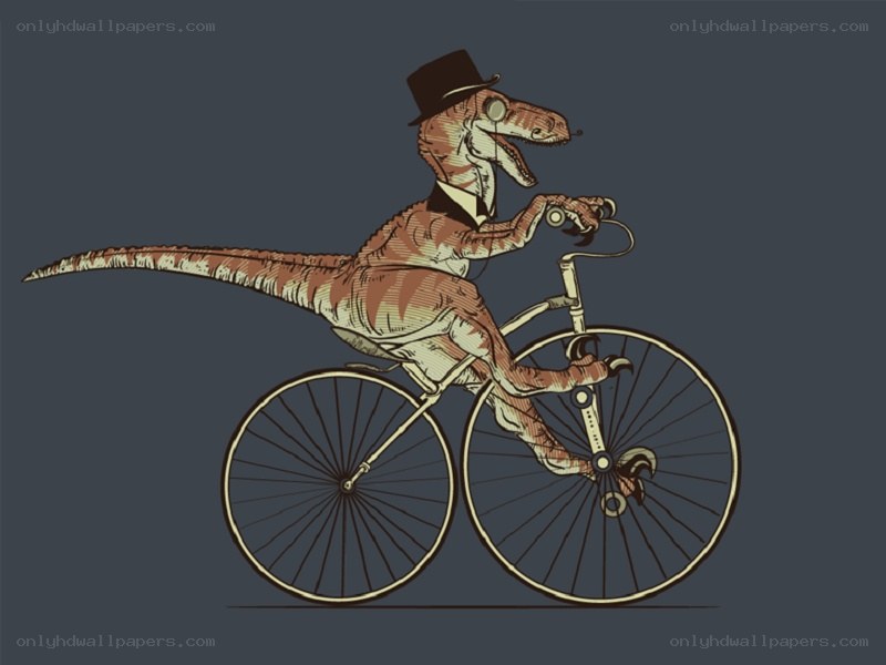 dinosaur riding a bicycle
