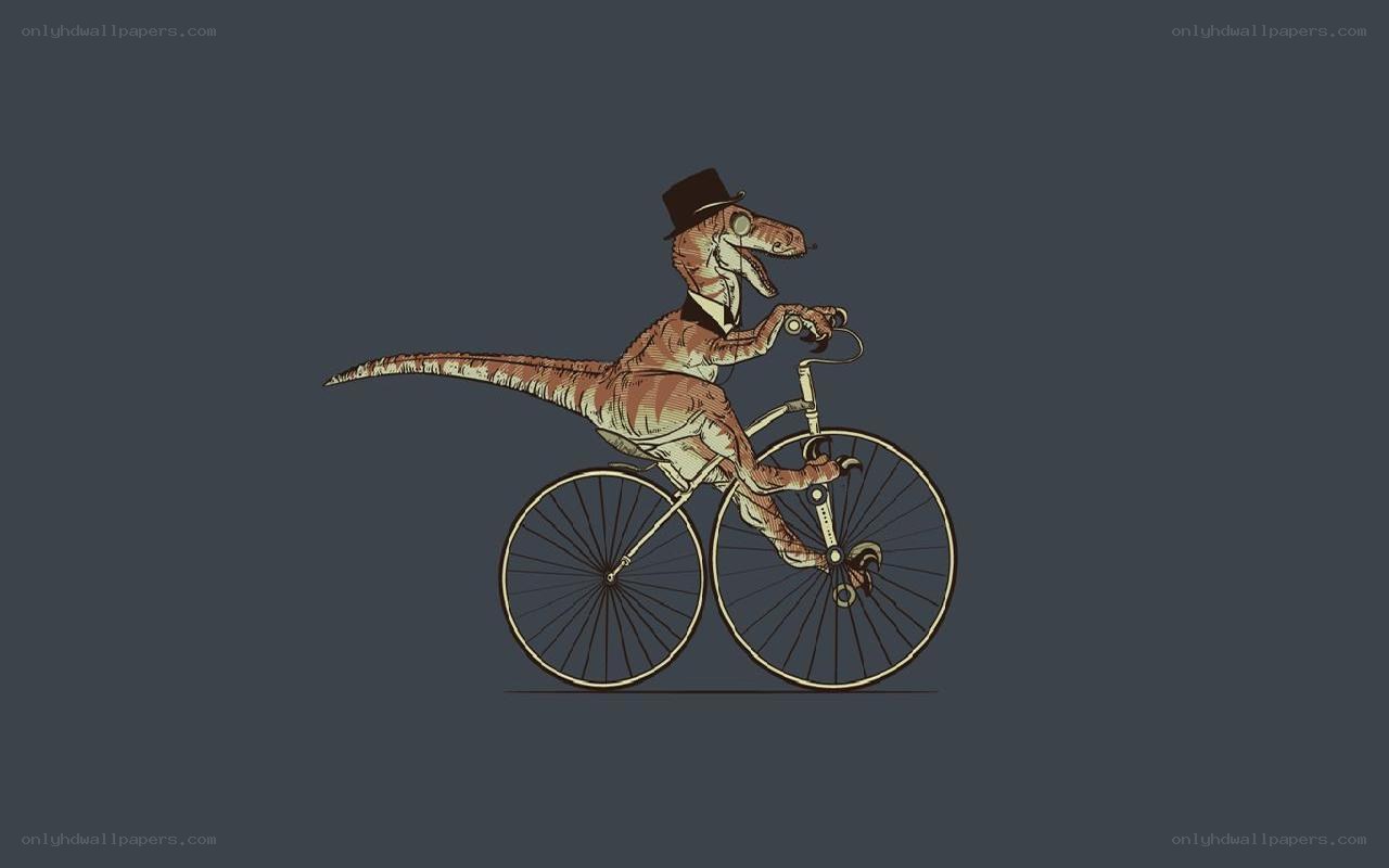 dinosaur riding a bicycle