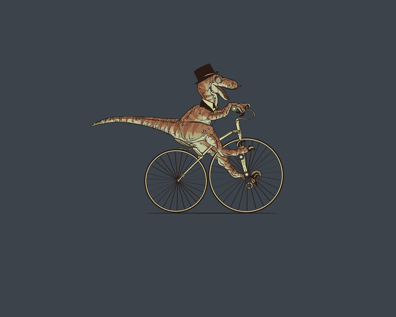 dinosaur riding a bicycle