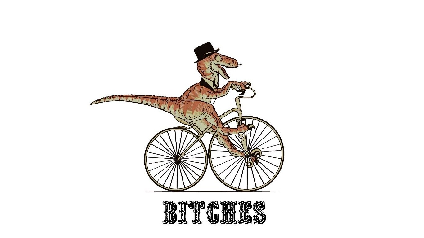dinosaur riding bicycle