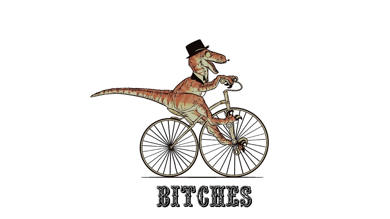 dinosaur riding bicycle