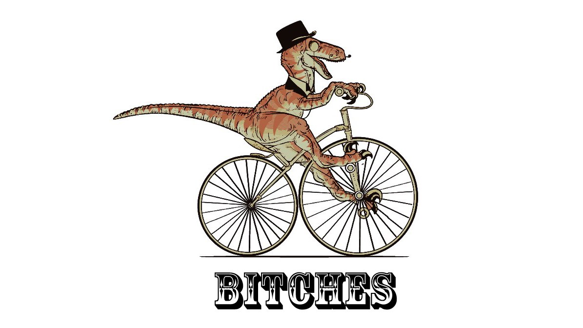 dinosaur riding bicycle
