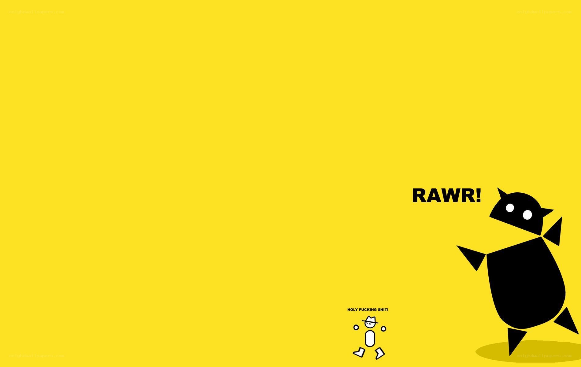 Dinosaur roars on yellow