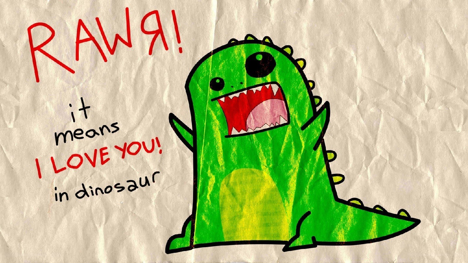 Dinosaur saying I love you