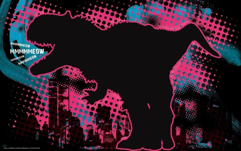 Dinosaur silhouette in city