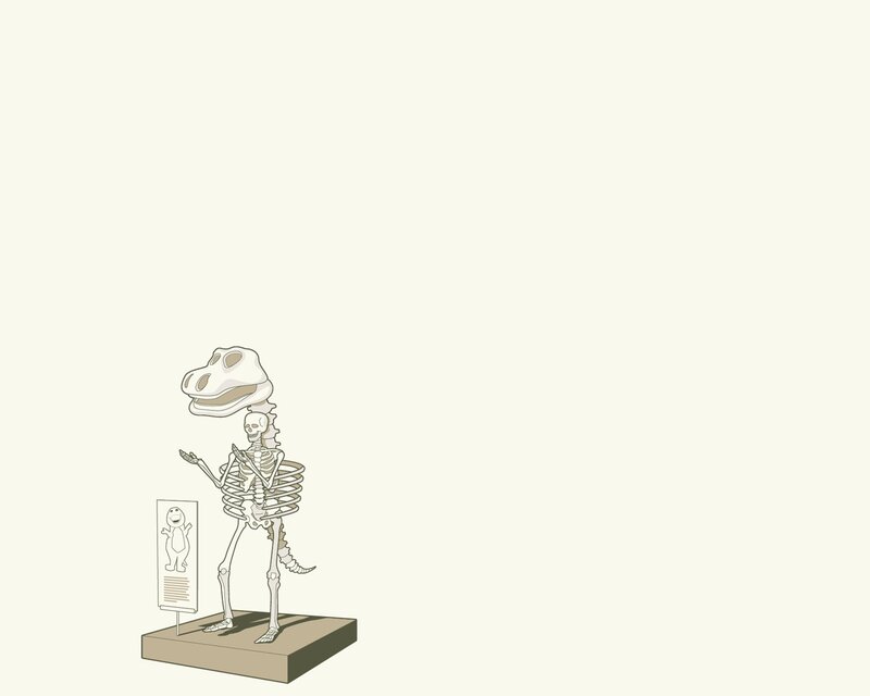 Dinosaur Skeleton Exhibit — Beige