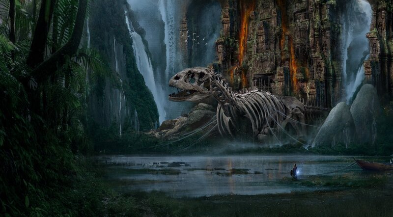 Dinosaur Skeleton in Jungle