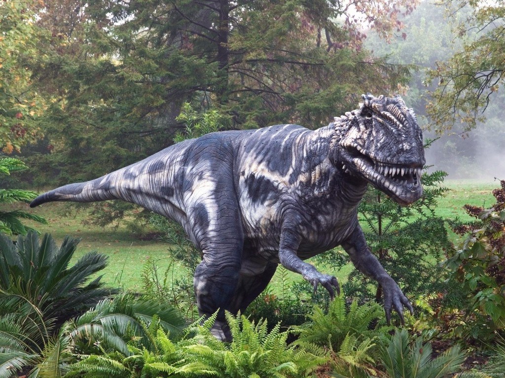 Dinosaur statue in a park