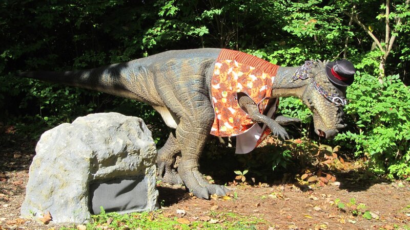 Dinosaur Statue in Forest — Green