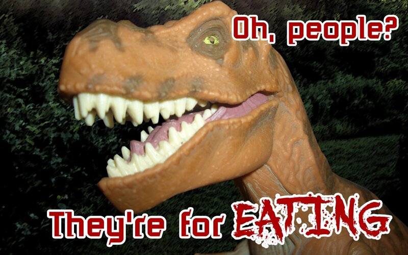 Dinosaur toy with text