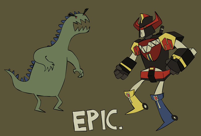 dinosaur vs robot battle