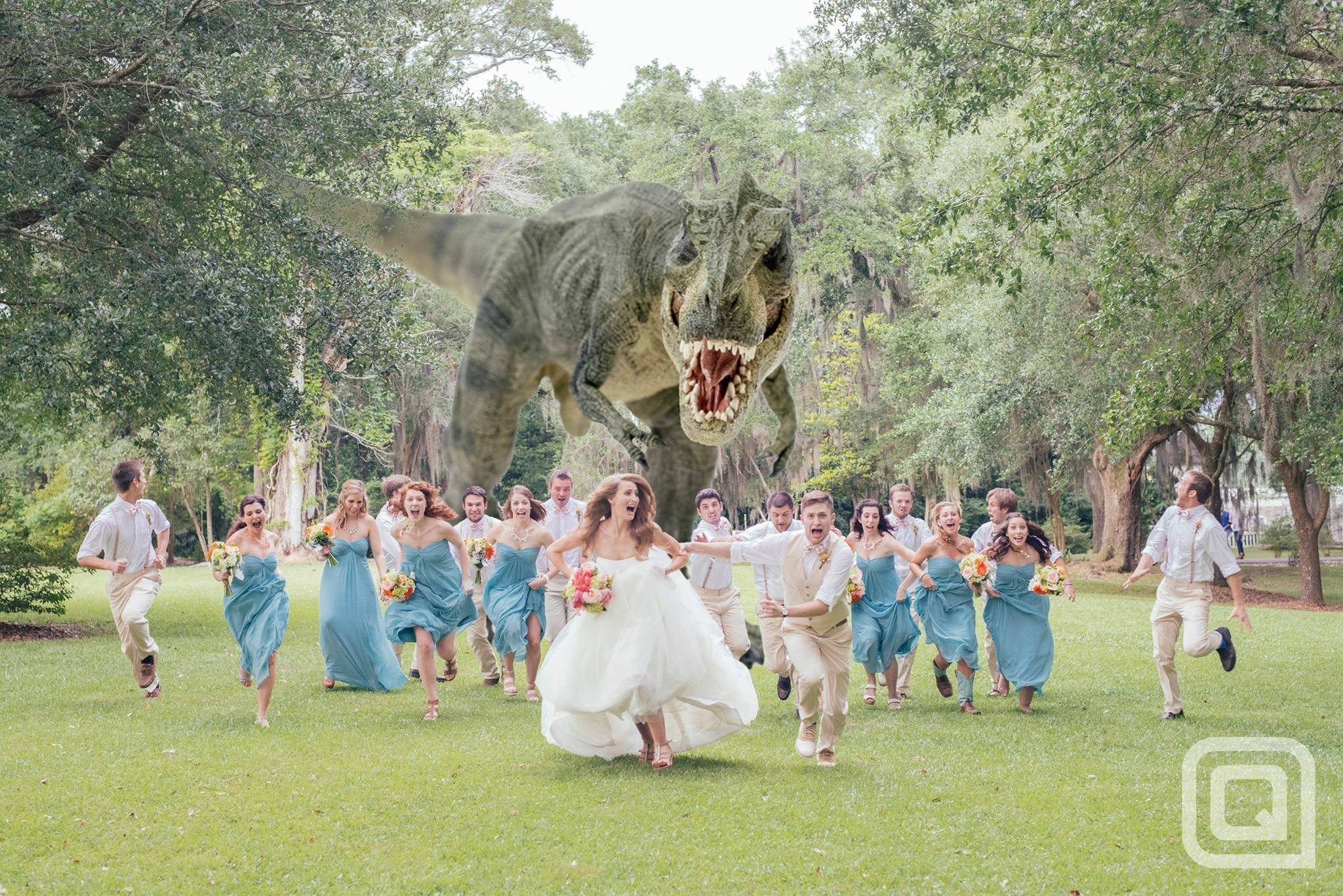 Dinosaur wedding chaos