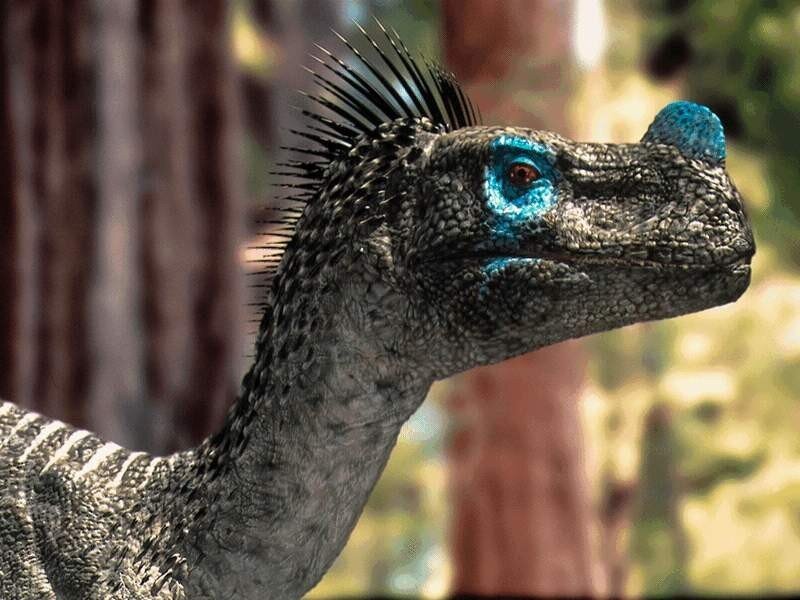 dinosaur with blue markings
