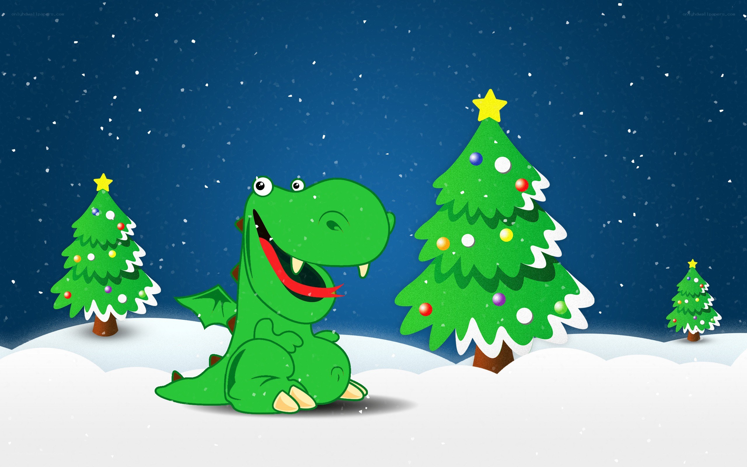 dinosaur with christmas trees