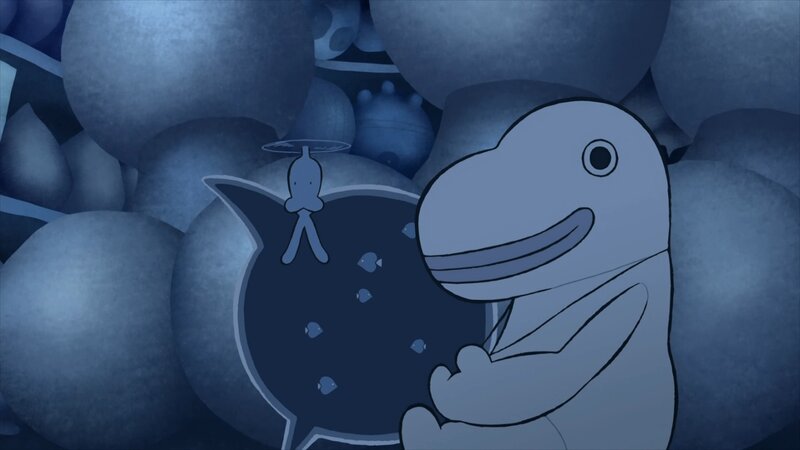 dinosaur with fish in belly