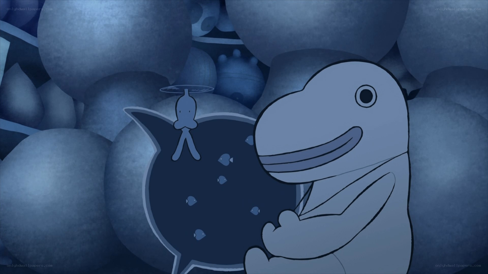 dinosaur with fish in belly