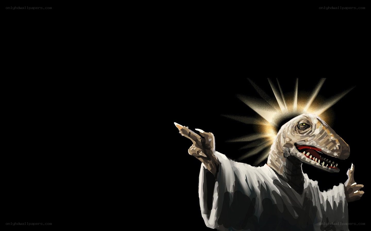 dinosaur with halo pointing