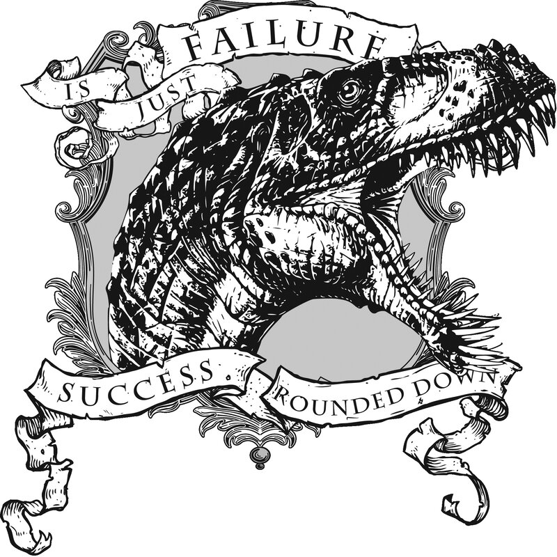 Dinosaur with motivational quote