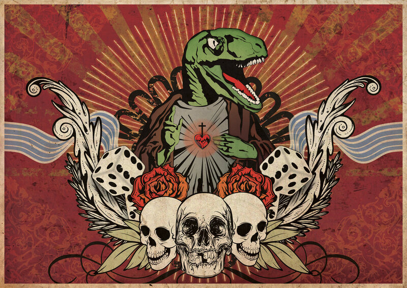 dinosaur with sacred heart